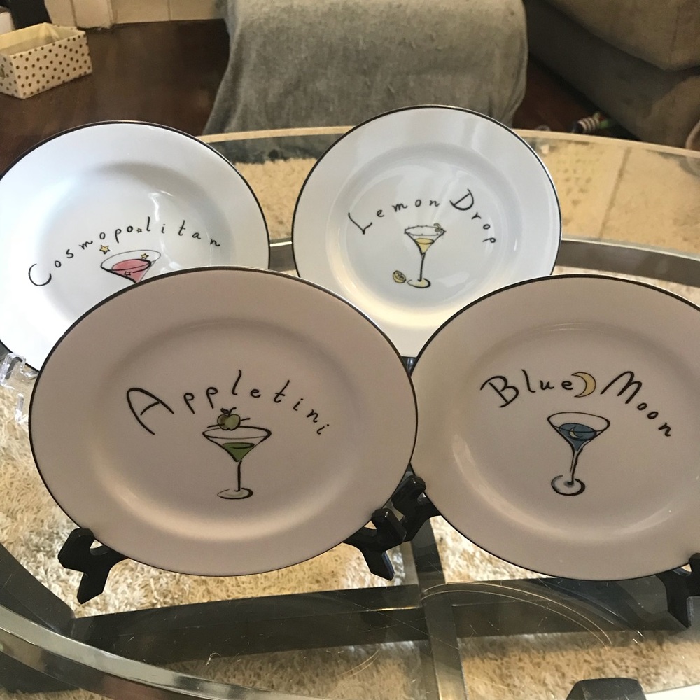 Pottery Barn Martini Cocktail Plates- RETIRED/RARE